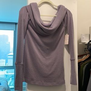 Free People Cowl Neck Purple Sweater